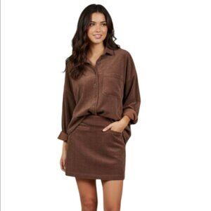 Clockhouse Matching Set Corduroy Mini Skirt & Jacket Brown Size EU 34/36 US 2/4